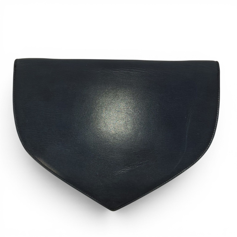 Vintage 1980s Guy Laroche Envelope Bag Navy Blue Leather Crossbody Made In Franc - Picture 2 of 13
